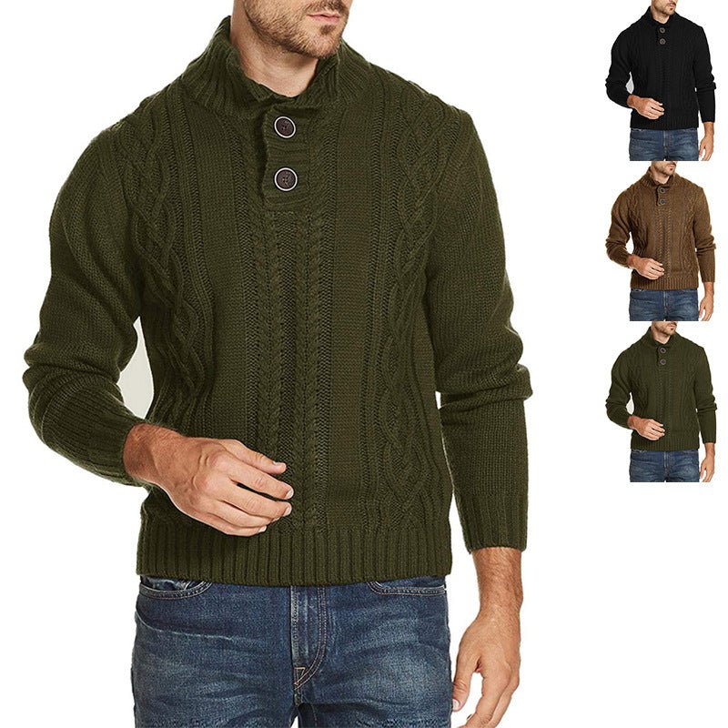 Sweater Men's Fashion Solid Color Long-sleeved Sweater - Sweaters -  Trend Goods