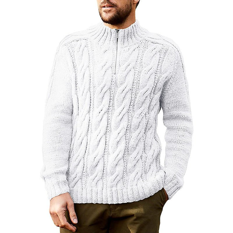 Sweater Men's Solid Color Half High Neck Long Sleeve Sweater - Sweaters -  Trend Goods