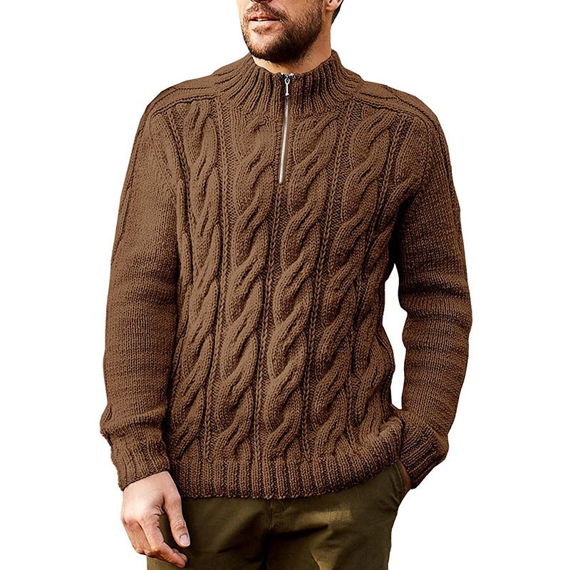 Sweater Men's Solid Color Half High Neck Long Sleeve Sweater - Sweaters -  Trend Goods