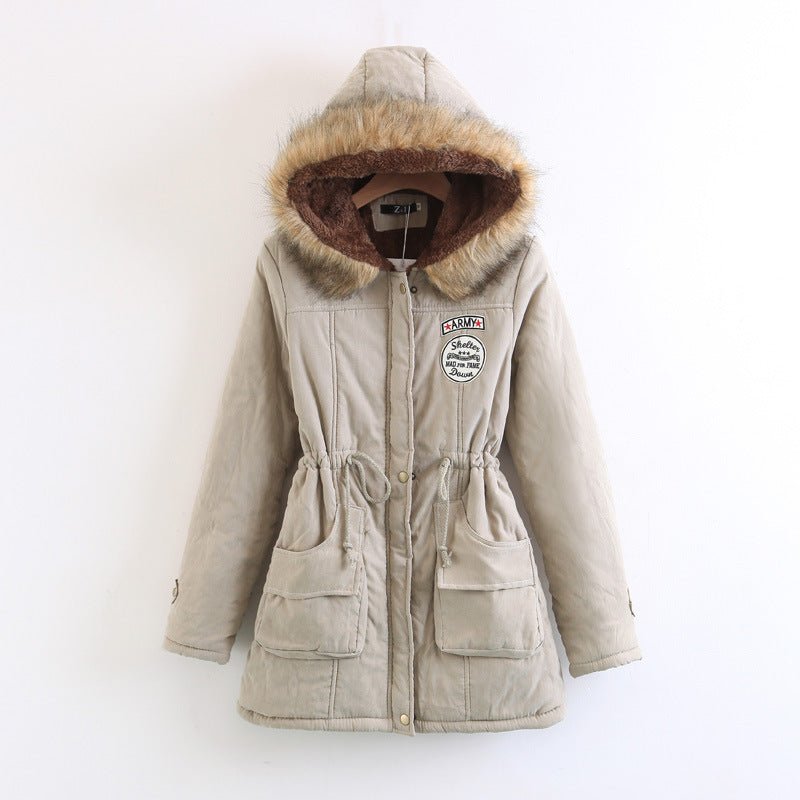 Thick Winter Jacket Hooded fur collar Slim padded cotton warm coat - Coats -  Trend Goods