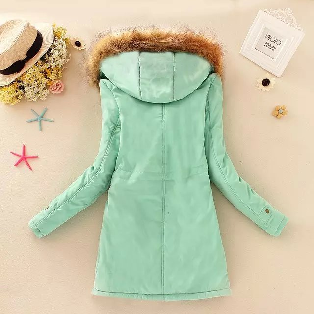 Thick Winter Jacket Hooded fur collar Slim padded cotton warm coat - Coats -  Trend Goods