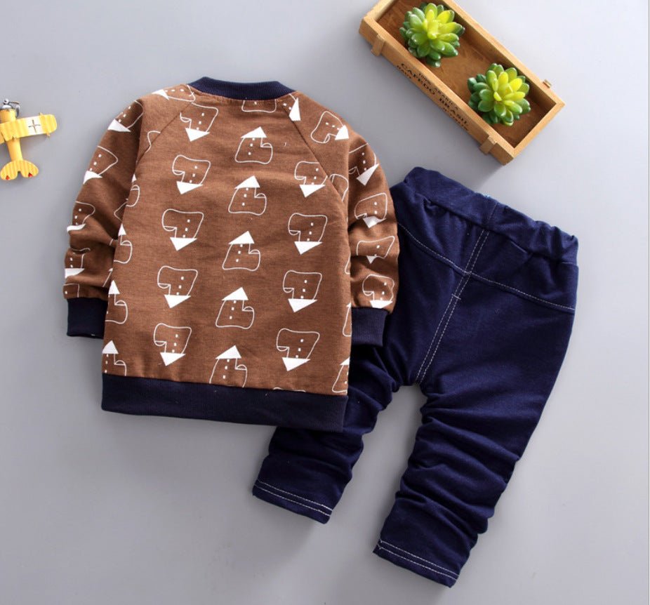 Three-piece Jacket, Long-sleeved Trousers, Cartoon House Print - Baby Clothing -  Trend Goods