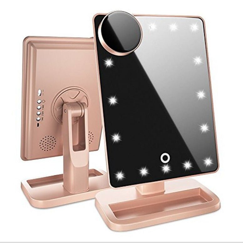 Touch Screen Makeup Mirror With 20 LED Light Bluetooth Music Speaker 10X Magnifying Mirrors with Lights - Make-up Mirrors -  Trend Goods