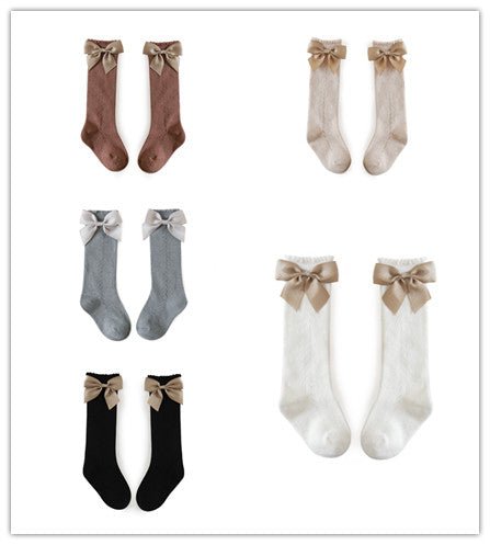 Transfer Circle Hollow Mesh Bow Socks - Socks -  Trend Goods