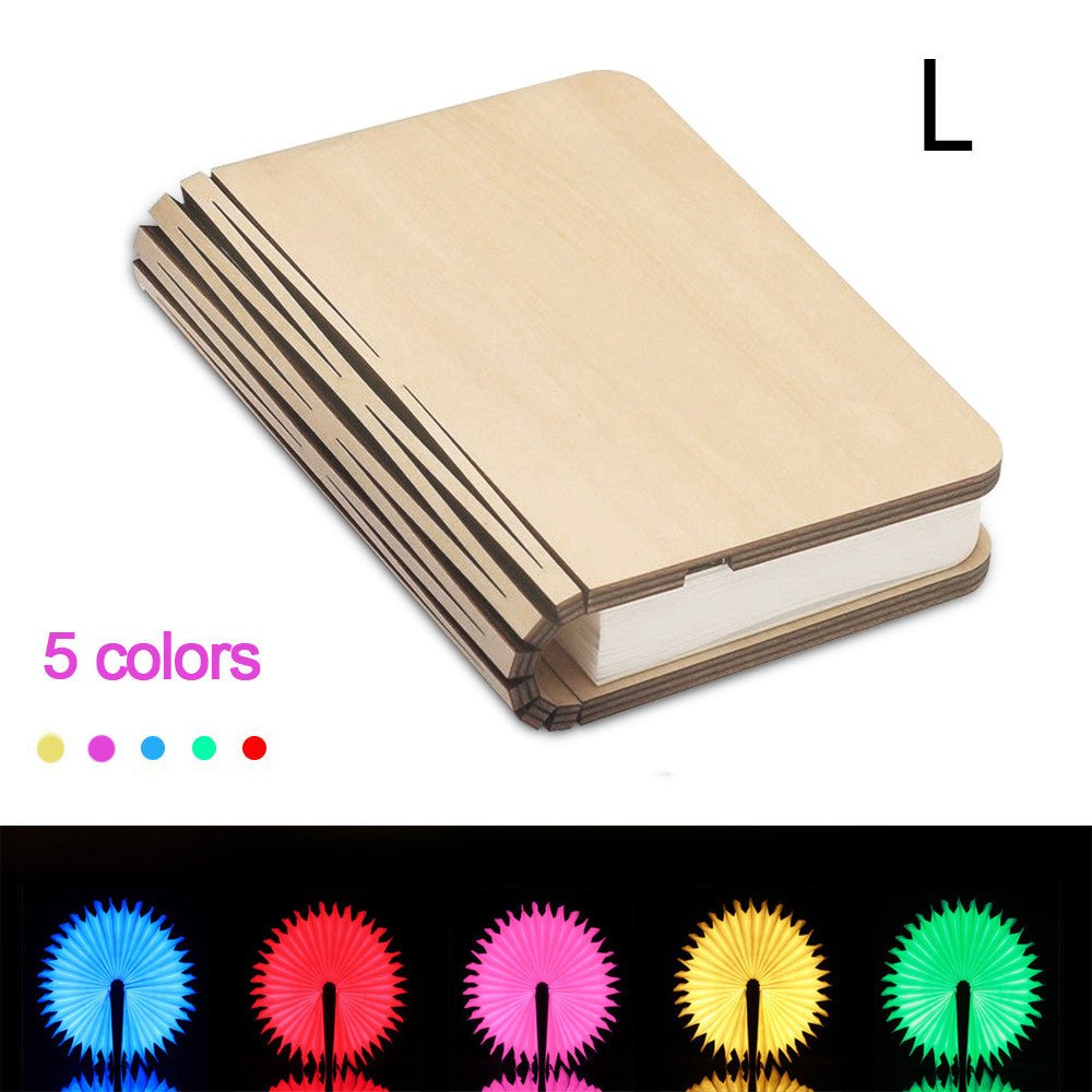 Turning And Folding LED Wood Grain Book Light - Night Lights -  Trend Goods