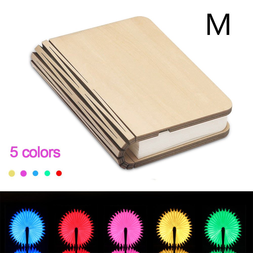 Turning And Folding LED Wood Grain Book Light - Night Lights -  Trend Goods