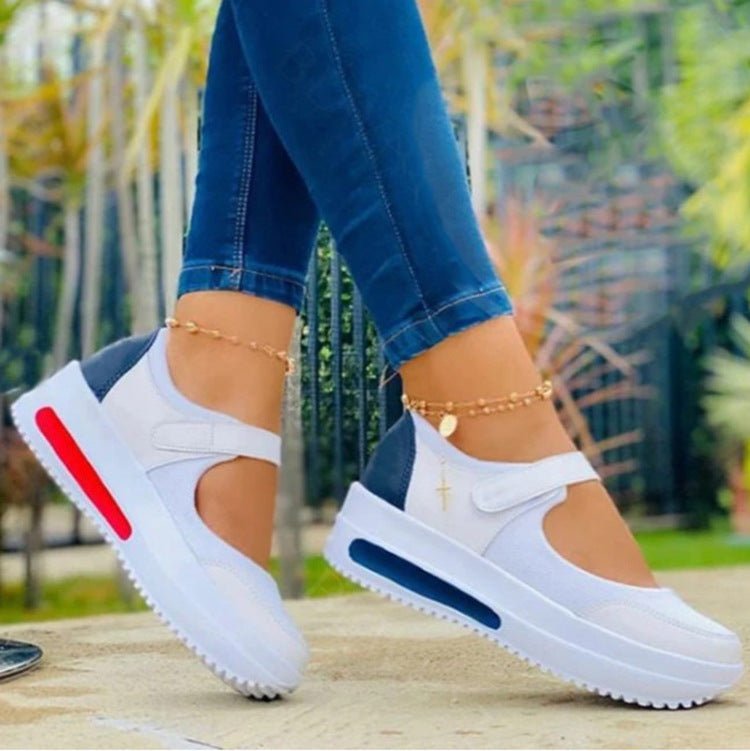 Vulcanized Sneakers Platform Solid Color Flats Ladies Shoes Casual Breathable Wedges - Shoes -  Trend Goods
