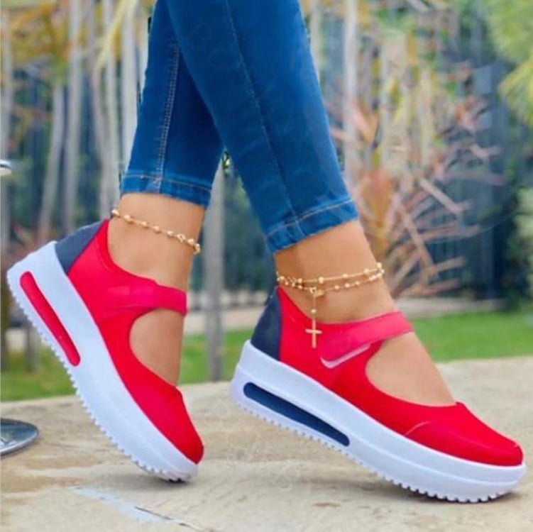 Vulcanized Sneakers Platform Solid Color Flats Ladies Shoes Casual Breathable Wedges - Shoes -  Trend Goods