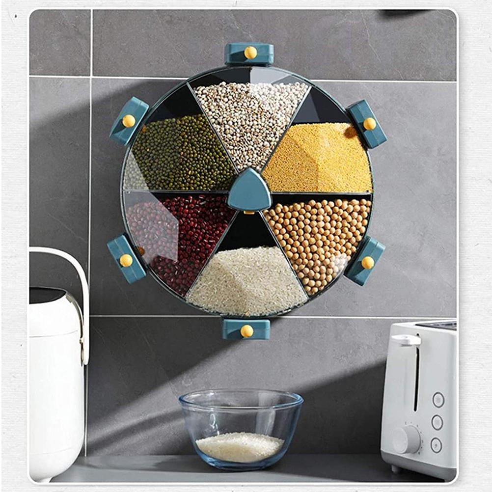 Wall-Mounted Grain Dispenser 5 Compartments Dry Food Dispenser Rotating Cereal - Kitchen Organizers -  Trend Goods