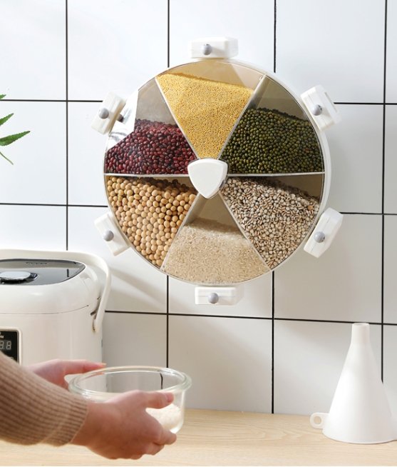 Wall-Mounted Whole Grain Storage Box Compartment - Kitchen Storage -  Trend Goods