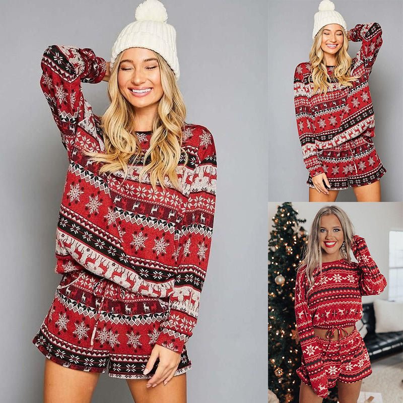 Women Printed Long Sleeve Loose Christmas Home Set - Clothing Sets -  Trend Goods