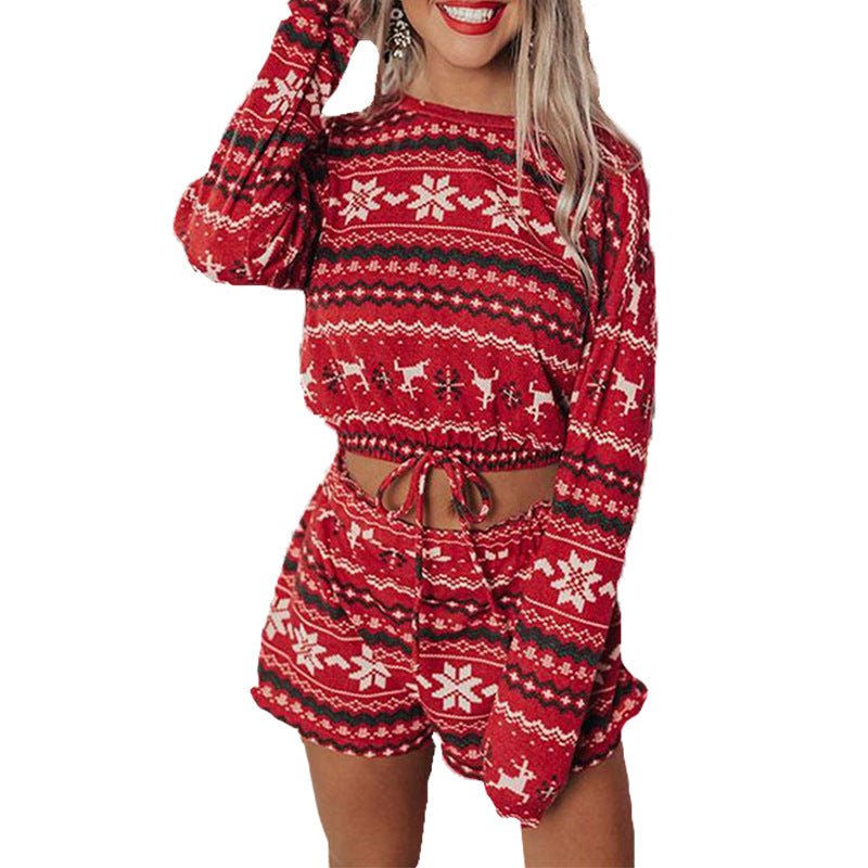 Women Printed Long Sleeve Loose Christmas Home Set - Clothing Sets -  Trend Goods