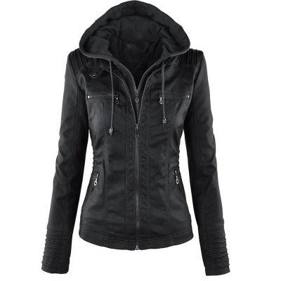 Women Solid Leather Jacket - Jackets -  Trend Goods