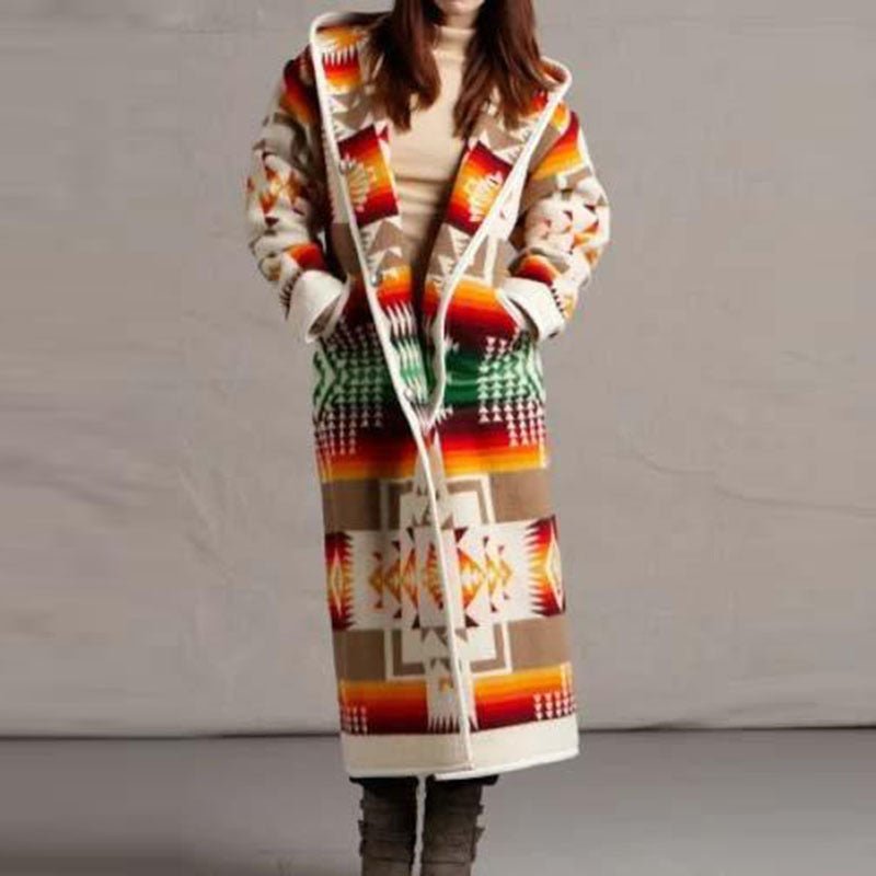 Women's Long Trench Coat Printed Hooded Coat - Coats -  Trend Goods