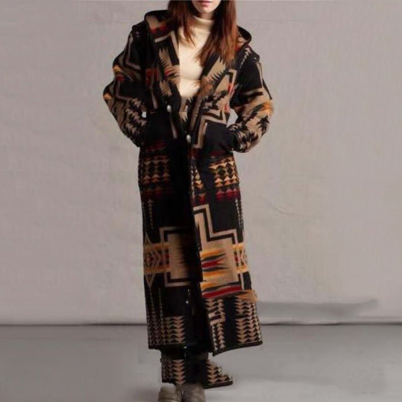 Women's Long Trench Coat Printed Hooded Coat - Coats -  Trend Goods