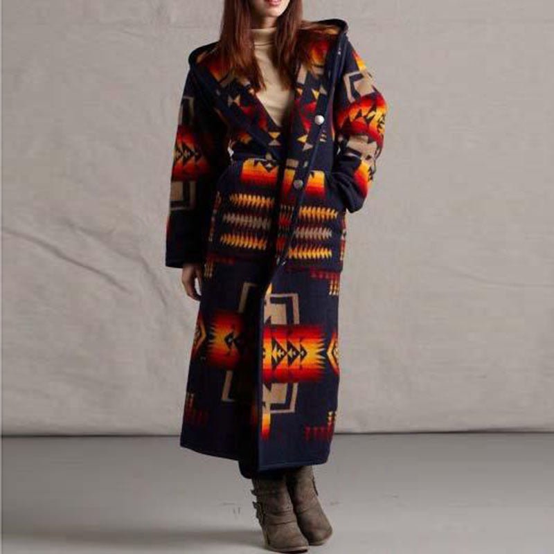 Women's Long Trench Coat Printed Hooded Coat - Coats -  Trend Goods