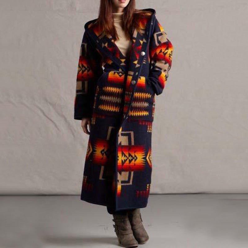 Women's Long Trench Coat Printed Hooded Coat - Coats -  Trend Goods