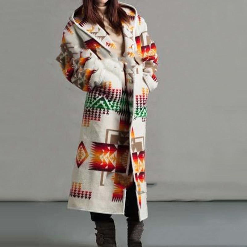 Women's Long Trench Coat Printed Hooded Coat - Coats -  Trend Goods