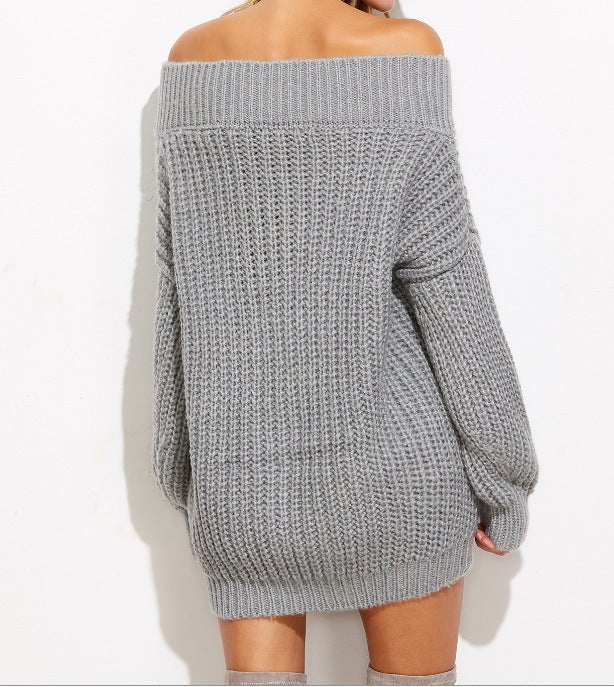 Women's V-neck Thickened Solid Color Knitted Sweater - Sweaters -  Trend Goods