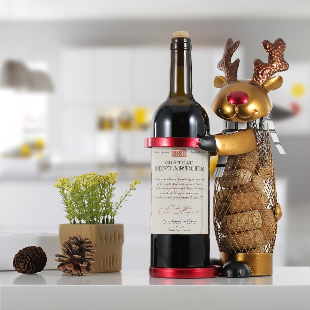 Wrought Iron Wine Rack Christmas Elk Wine Rack Decoration Crafts - Home Decor -  Trend Goods
